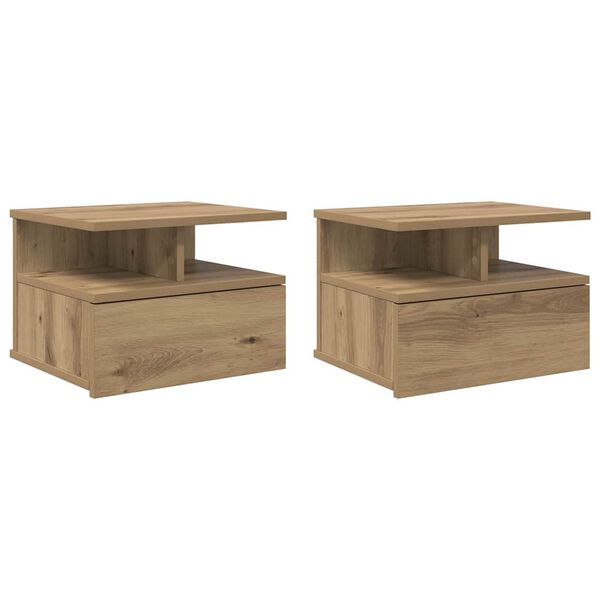 vidaXL Lustro Nocne z szufladą 2 pcs Dąb rzemieślniczy 40 x 31 x 27 cm