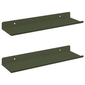 vidaXL P&oacute;łka wisząca 2 pcs Zielony oliwkowy 30 x 9 x 2,5 cm Stal