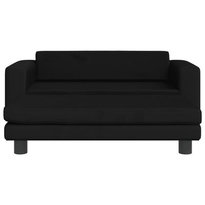 vidaXL Sofa dziecięca z podnóżkiem, czarna, 100x50x30 cm, aksamit