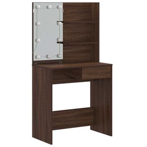 vidaXL Toaletka z LED, brązowy dąb, 74,5x40x141 cm