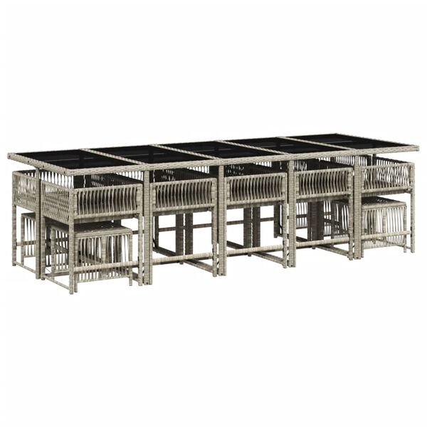 vidaXL 15-cz. zestaw mebli ogrodowych z poduszkami, jasnoszary