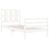 vidaXL Rama ł&oacute;żka z wezgłowiem, biała, lite drewno