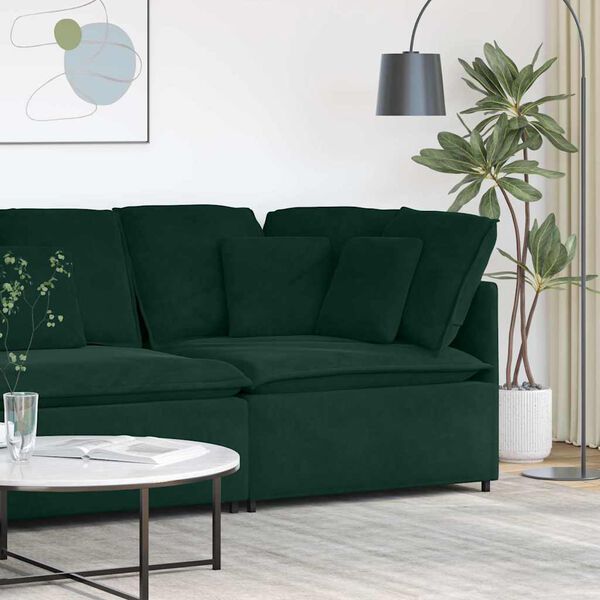 vidaXL Modułowy Narożnik Sofa z Poduszkami Ciemnozielony 100 cm