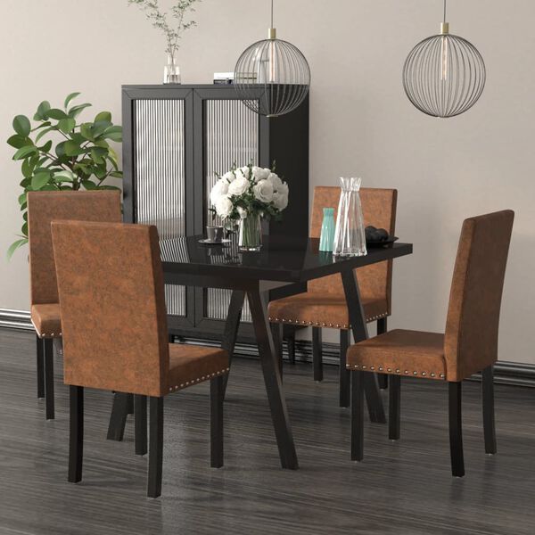 vidaXL Krzesła stołowe, 4 szt., brązowe, obite tkaniną