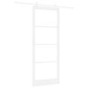 vidaXL Drzwi przesuwne 93 x 232 cm Lite drewno sosnowe i szkło Biały