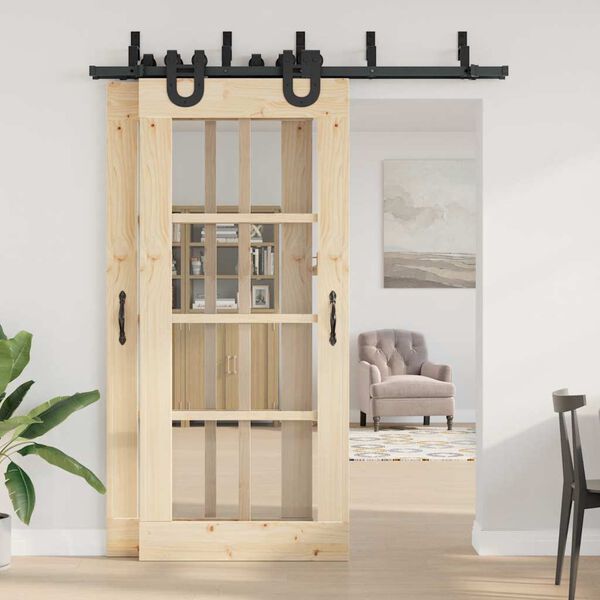 vidaXL System do montażu drzwi przesuwnych, 183 cm, stal, czarny