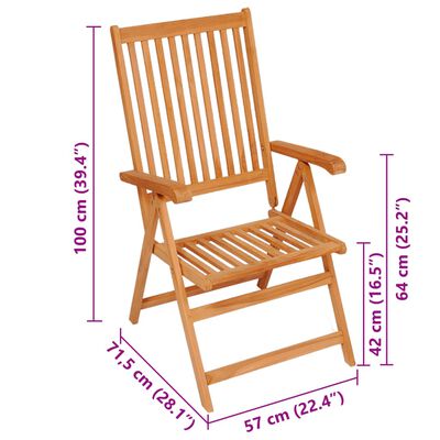 vidaXL Krzesła ogrodowe, 4 szt., niebieskie poduszki, drewno tekowe