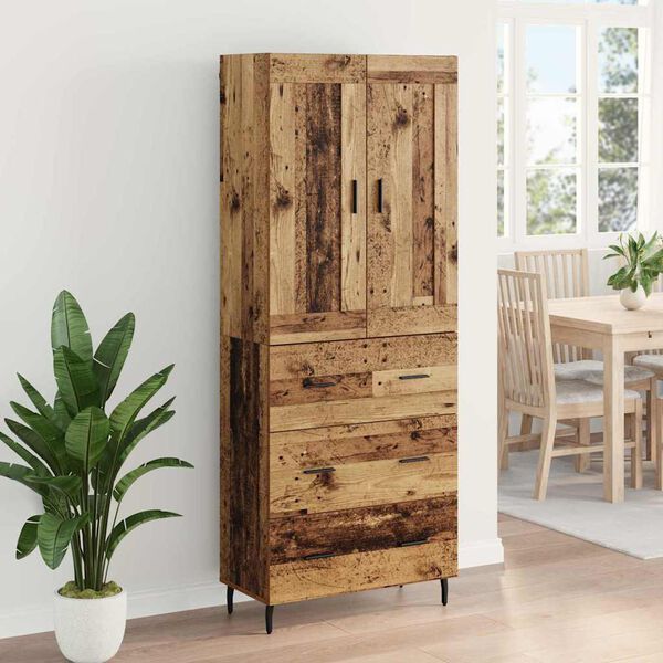 vidaXL Highboard z szufladą 2 pcs Stare drewno Materiał drewnopochodny