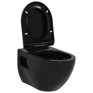 vidaXL Toaleta wisząca, ceramiczna, czarna