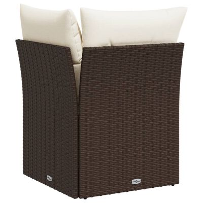 vidaXL Narożny moduł sofy z poduszkami, brązowy, polirattan