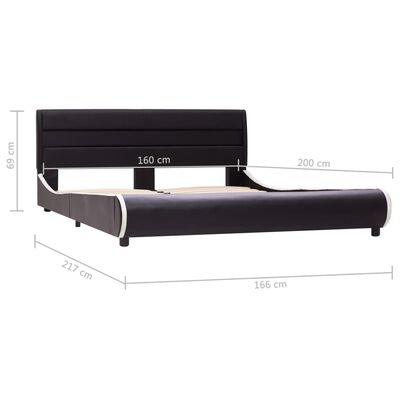 vidaXL Rama łóżka z LED, czarna, sztuczna skóra, 160 x 200 cm