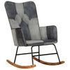 vidaXL Fotel bujany, szary, skóra naturalna i płótno