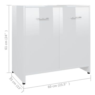 vidaXL 4-częściowy zestaw mebli łazienkowych, biały na wysoki połysk