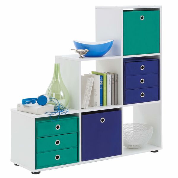 FMD Regał dzielący pok&oacute;j, z 6 przegrodami, biały