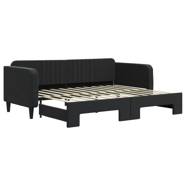 vidaXL Sofa rozsuwana, czarna, 90x200 cm, aksamit