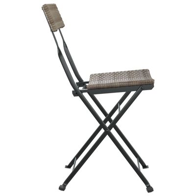 vidaXL Składane krzesła bistro, 2 szt., szare, polirattan i stal