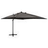 vidaXL Parasol wiszący z lampkami LED i słupkiem, antracytowy, 300 cm