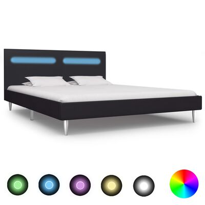 vidaXL Rama łóżka z LED, czarna, tapicerowana tkaniną, 180 x 200 cm