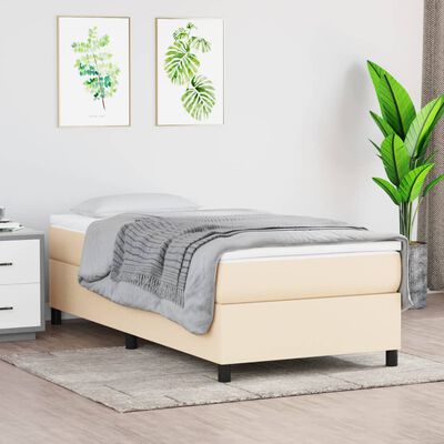 vidaXL Rama łóżka, kremowa, 90x200 cm, tapicerowana tkaniną