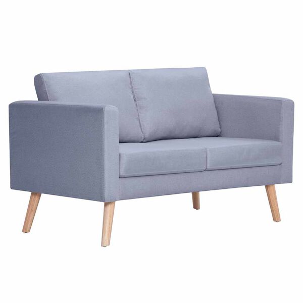 vidaXL Sofa 2-osobowa, materiałowa, jasnoszara