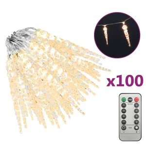 vidaXL Świąteczna lampa sopelkowa 100 diod LED Ciepła biel 10 m Akryl PVC