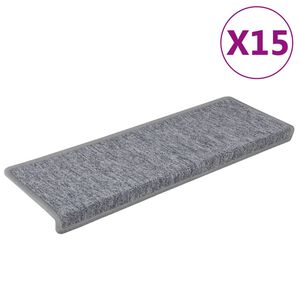 vidaXL Maty na schody 15 szt. 65x21x4 cm Jasnoszary prostokątny brzeg