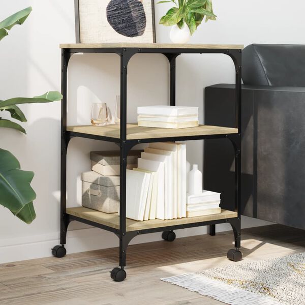 vidaXL Stojak na drukarkę, 3-poziomowy, dąb sonoma, 50x41x75 cm