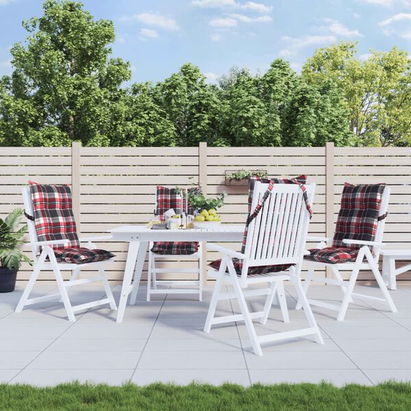 vidaXL Poduszki na krzesła z wysokim oparciem, 4 szt., czerwona krata