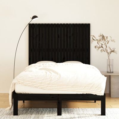 vidaXL Wezgłowie łóżka, czarne, 127,5x3x110 cm, lite drewno sosnowe
