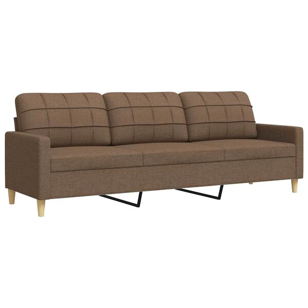 vidaXL Sofa 3-osobowa, brązowa, 210 cm, tapicerowana tkaniną