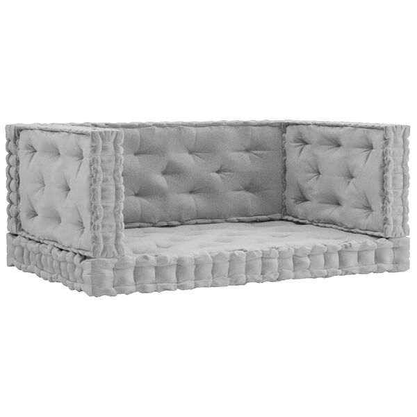 vidaXL Poduszki na podłogę lub palety, 4 szt., szare, bawełniane