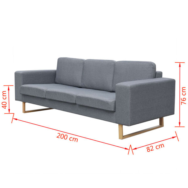 vidaXL Sofa 3-os. jasnoszara