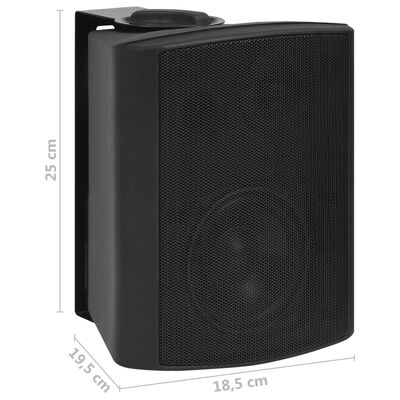 vidaXL Głośniki stereo do montażu na ścianie, 2 szt., czarne, 100 W