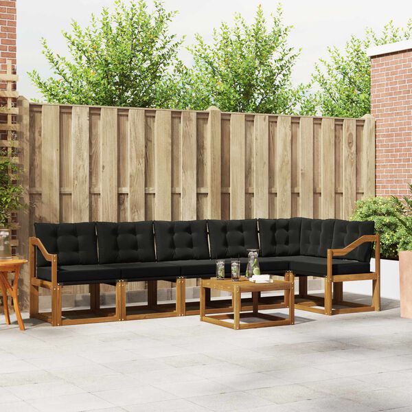 vidaXL Zestaw sof na zewnątrz z poduszką 7 pcs Naturalny i czarny