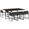 vidaXL 7-cz. zestaw mebli ogrodowych z poduszkami, czarny, polirattan