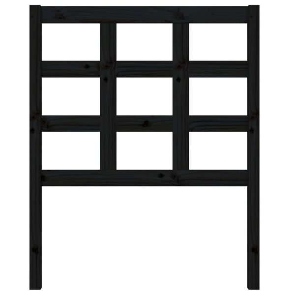 vidaXL Wezgłowie ł&oacute;żka, czarne, 80,5x4x100 cm, lite drewno sosnowe