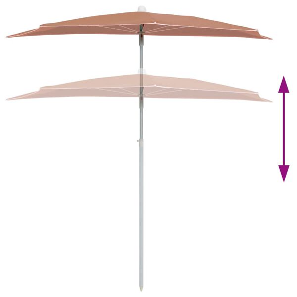 vidaXL P&oacute;łokrągły parasol ogrodowy na słupku, 180x90 cm, terakota