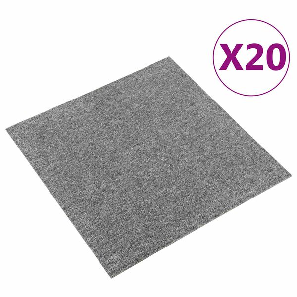 vidaXL Dywan 20 pcs Szary 50 x 50 cm 100% polipropylen