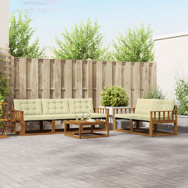 vidaXL Zestaw sof na zewnątrz z poduszką 6 pcs Naturalny i Kremowy