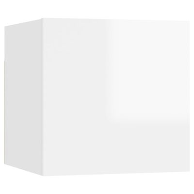 vidaXL Wisząca szafka telewizyjna, wysoki połysk, biała, 30,5x30x30 cm