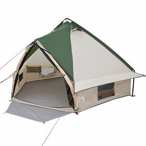 vidaXL Namiot Teepee dla 4 os&oacute;b Zielony i szary 388 x 320 x 169 cm