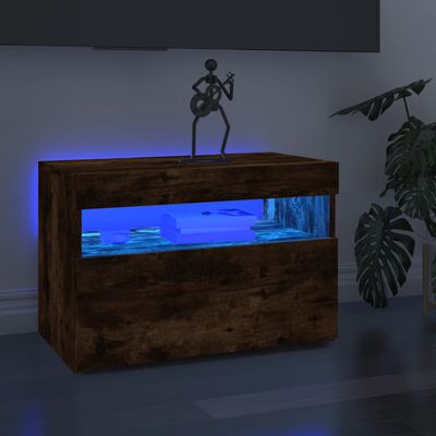 vidaXL Szafka pod TV z oświetleniem LED, przydymiony dąb, 60x35x40 cm