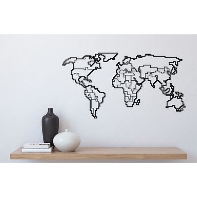 Homemania Dekoracja ścienna World Map 11, 100x53 cm, metalowa, czarna