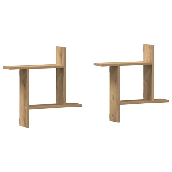 vidaXL P&oacute;łki ścienne, 2 szt., dąb artisian, 50x12x50 cm