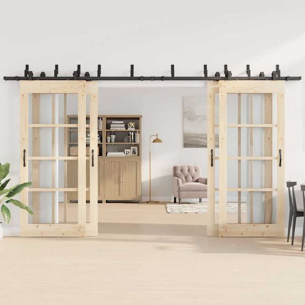 vidaXL System do montażu drzwi przesuwnych, 400 cm, stal, czarny