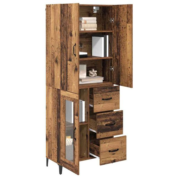 vidaXL Highboard Montowane na ścianie Stare drewno 69,5 x 34 x 180 cm