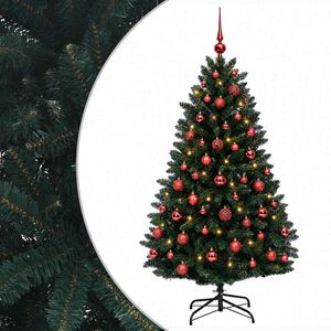 vidaXL Sztuczna choinka, ciemnozielona, z bombkami 150 cm 150 LED