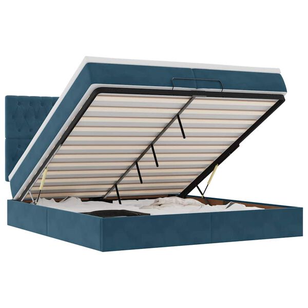 vidaXL Ł&oacute;żko otomana z materacami i diodami LED Ciemnoniebieski