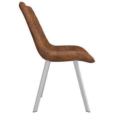 vidaXL Krzesła stołowe, 2 szt., brązowe, sztuczna skóra zamszowa