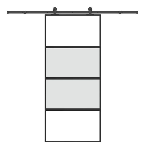 vidaXL Drzwi przesuwne z zestawem okuć Szkło hartowane i aluminium